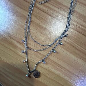 Chic Silver Mom Necklace with Iridescent Beads